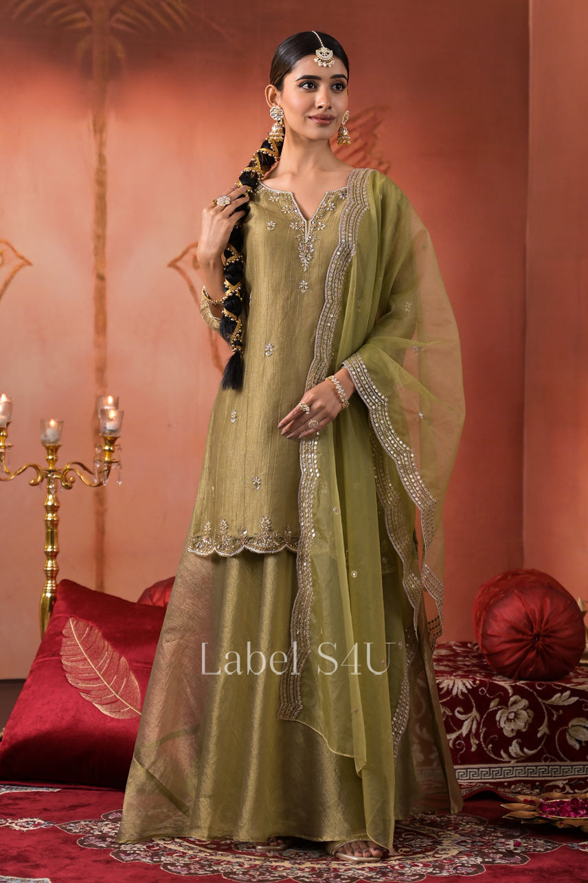 Olive Elegance-Skirt Set