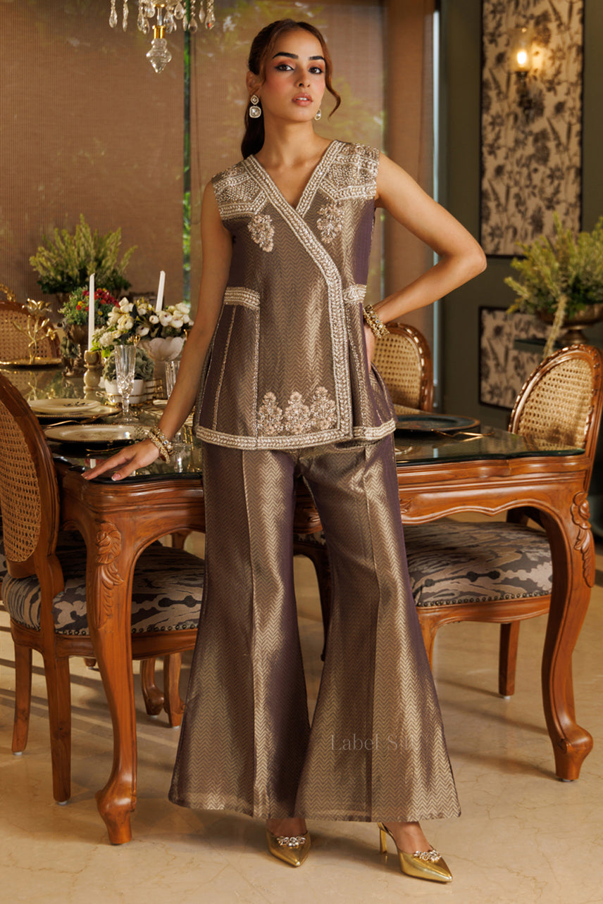 Metallic Chevron Embellished Co-ord Set