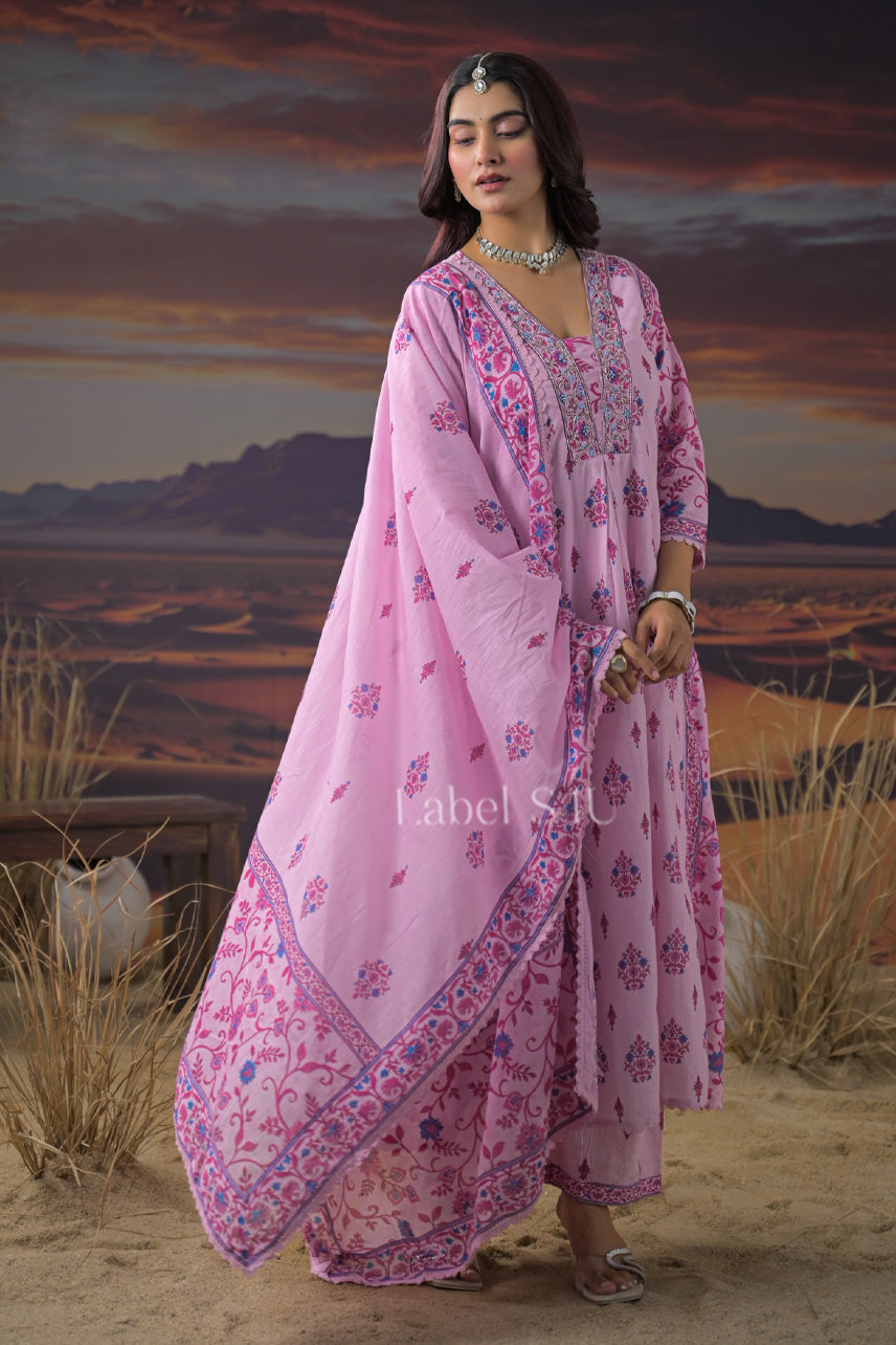 Florals Printed-Anarkali Set