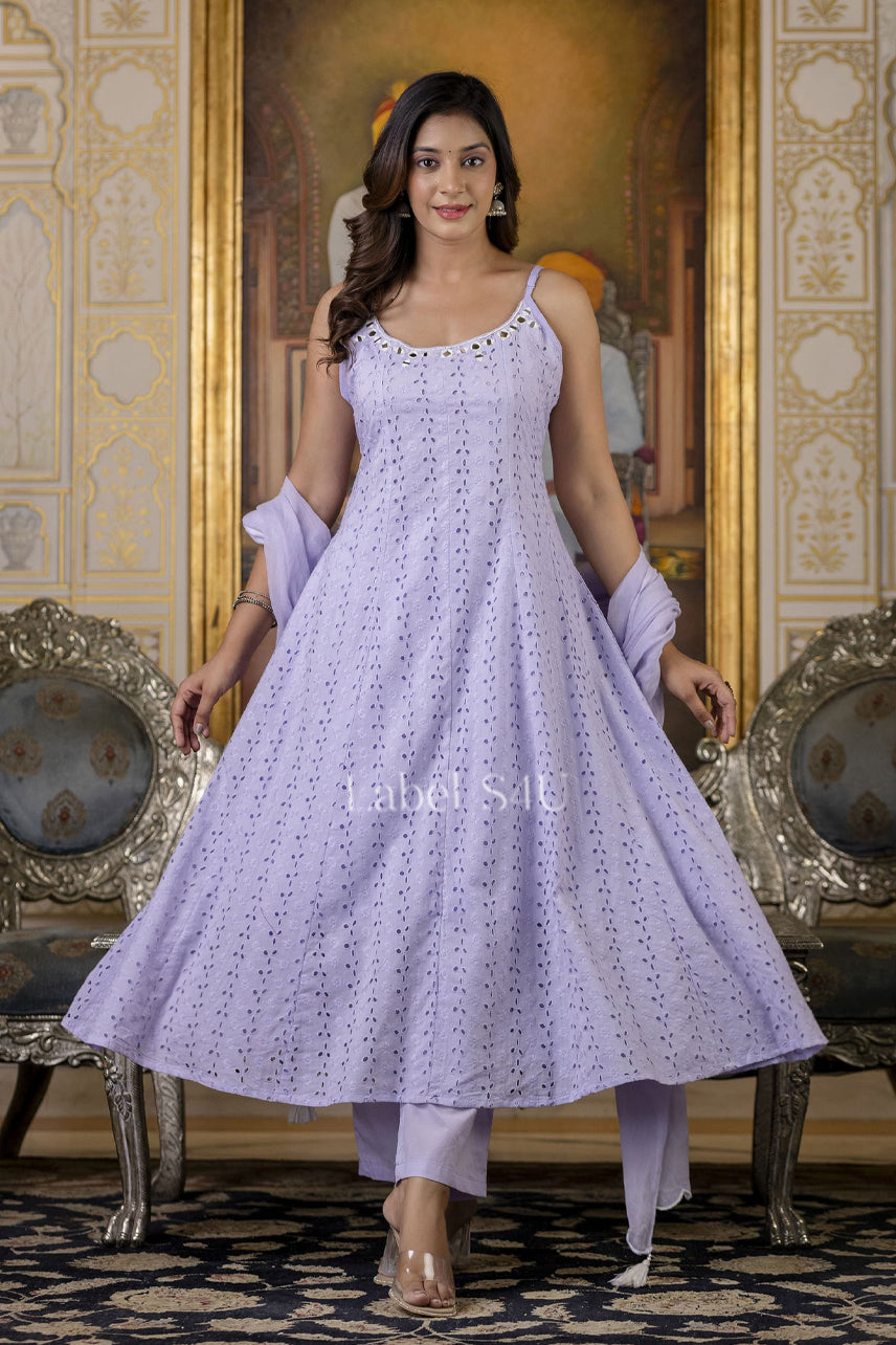 Pastel Schiffli-Anarkali Set