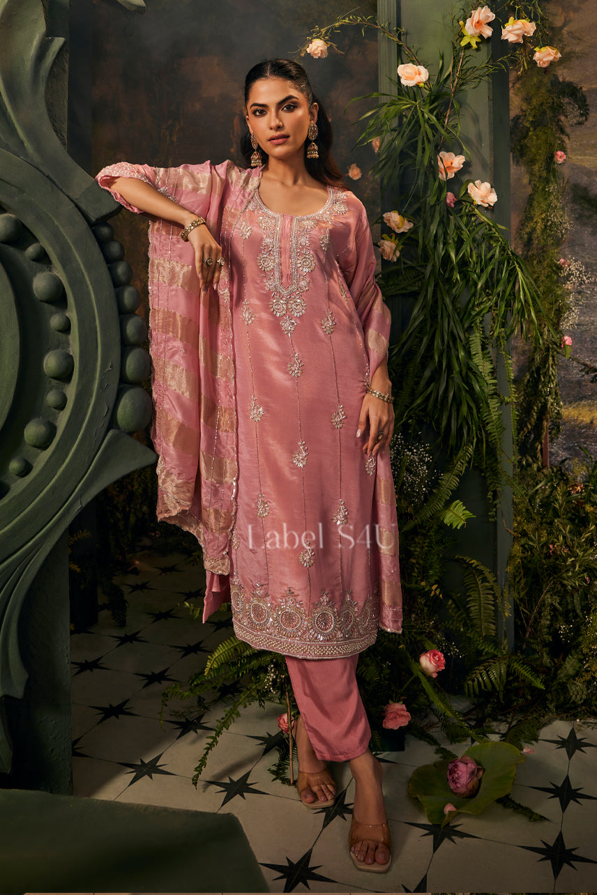 Gulabi Nazish Handwork-Suit Set