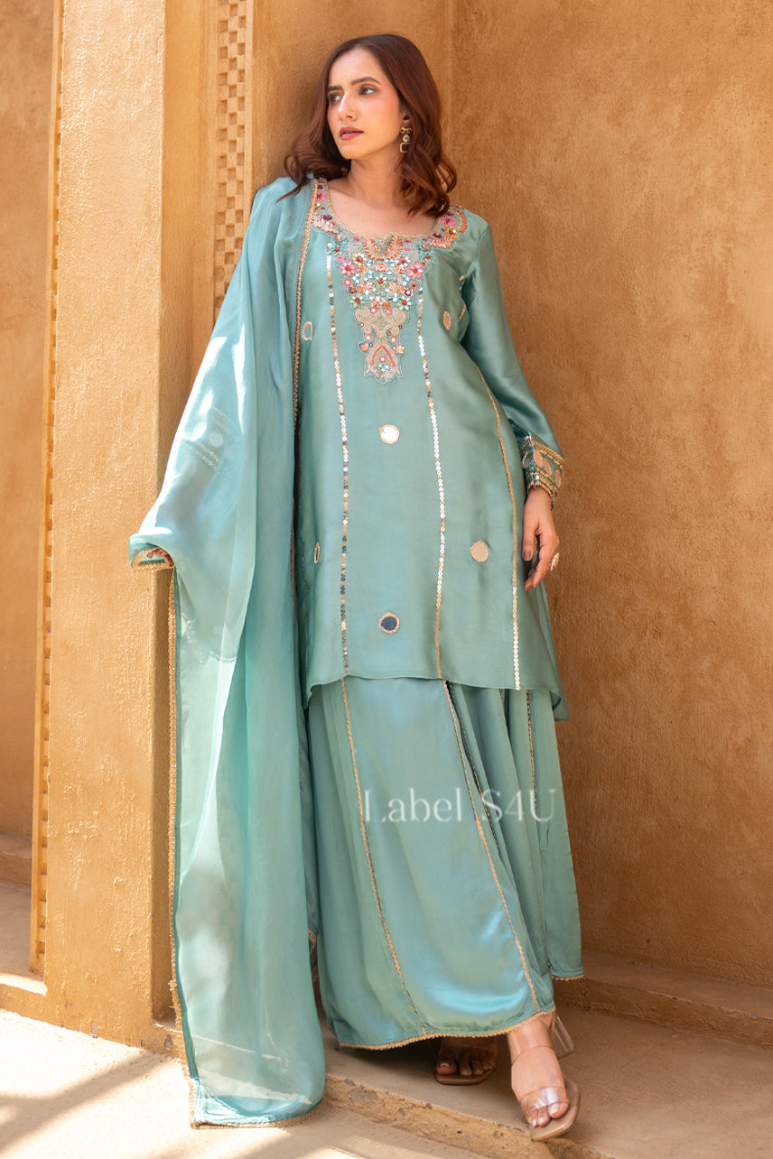 Aqua Glamour Palazzo Set
