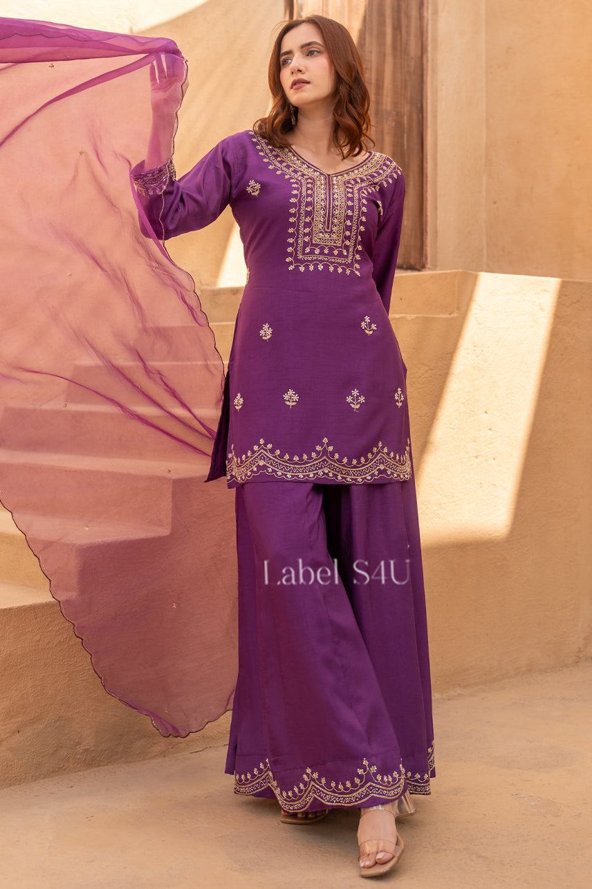 Rich Plum Palazzo Suit Set