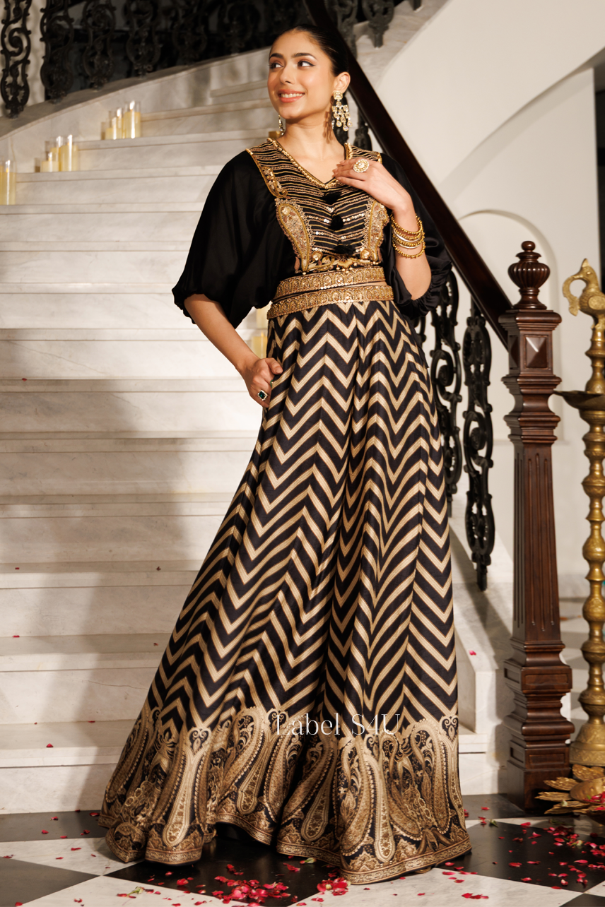 Black Hour Paisley Skirt Set