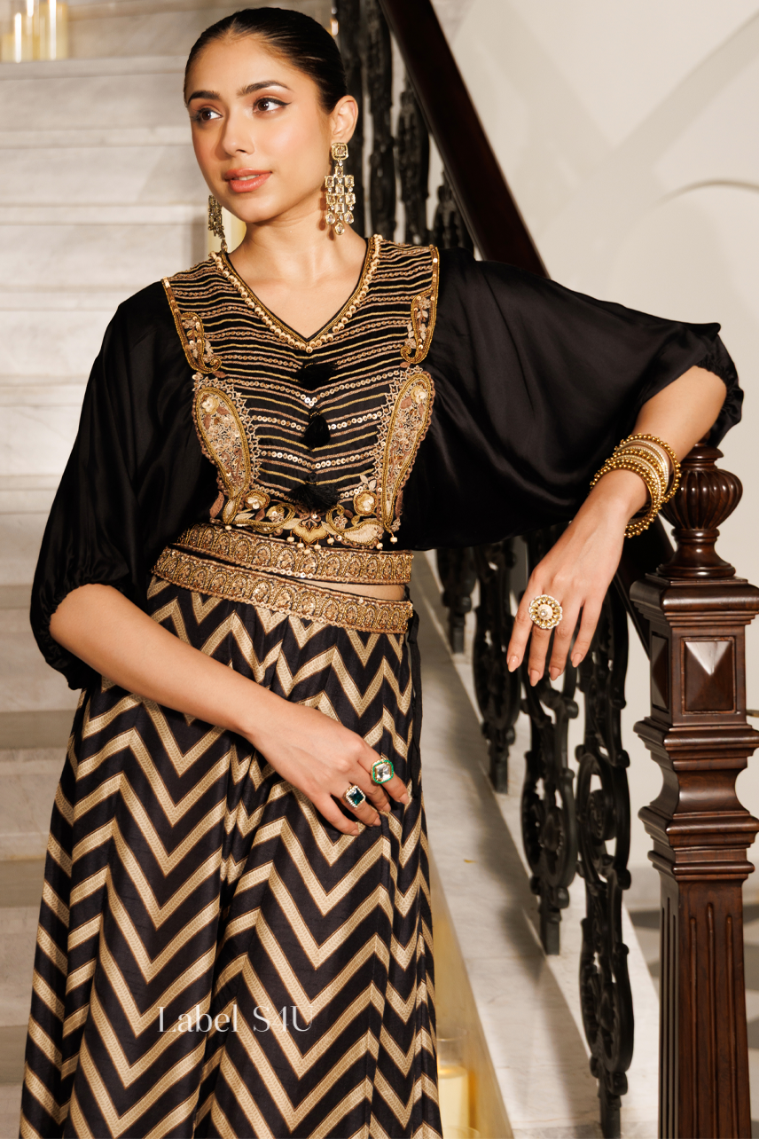 Black Hour Paisley Skirt Set