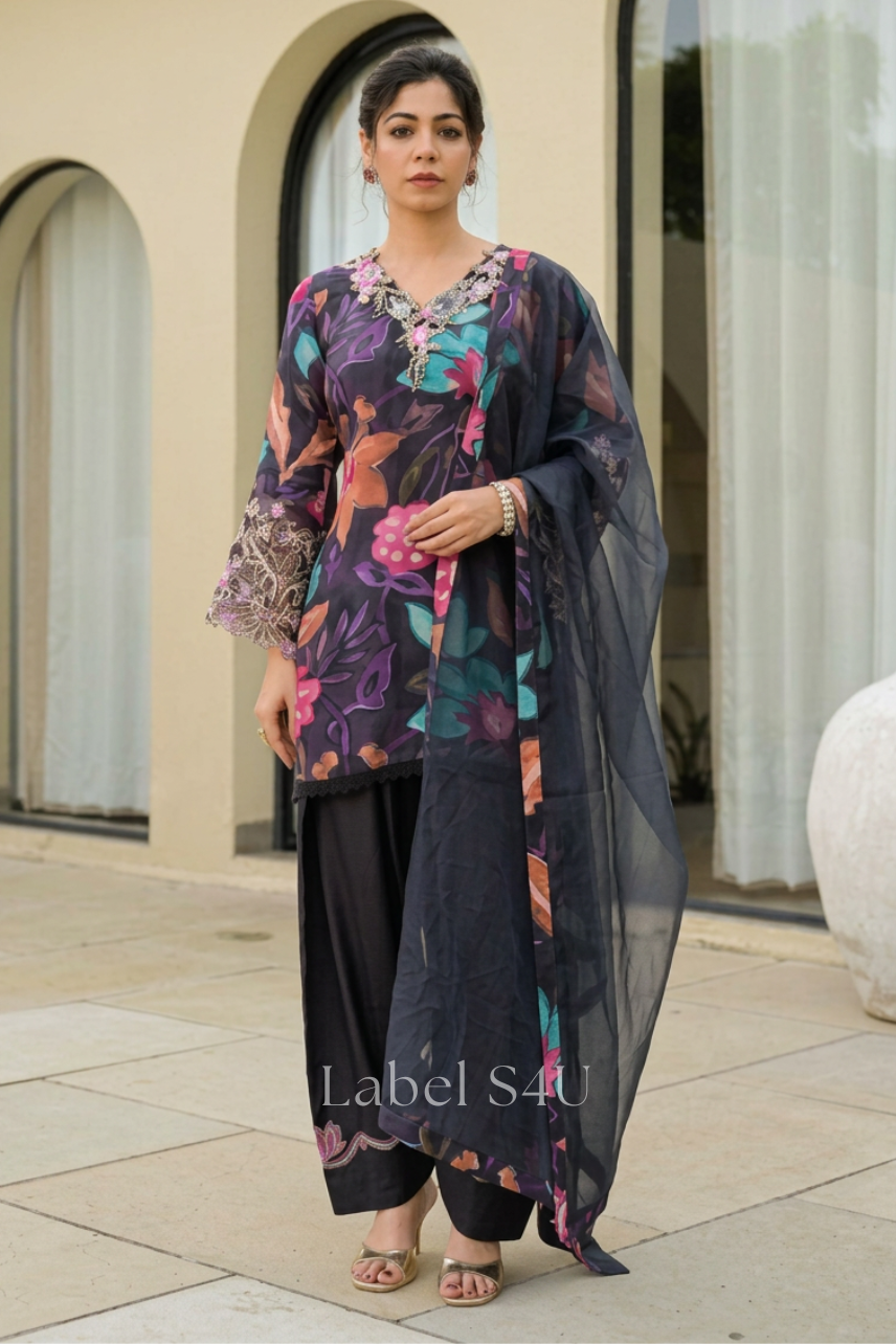 Floral Embroidered Farshi Salwar Set