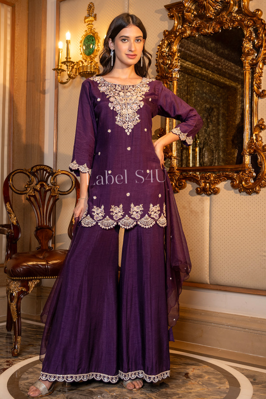 Plum Radiance-Sharara Set