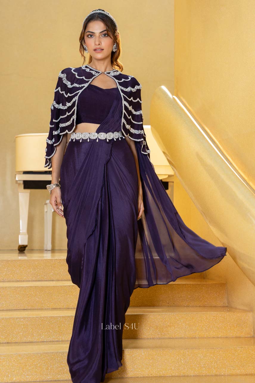 Wrapped in Wine-Pre-Draped Saree