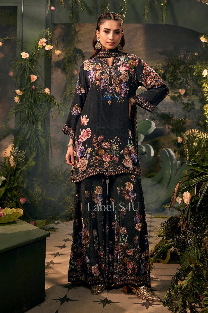 Gulnaar Black Printed-Sharara Set
