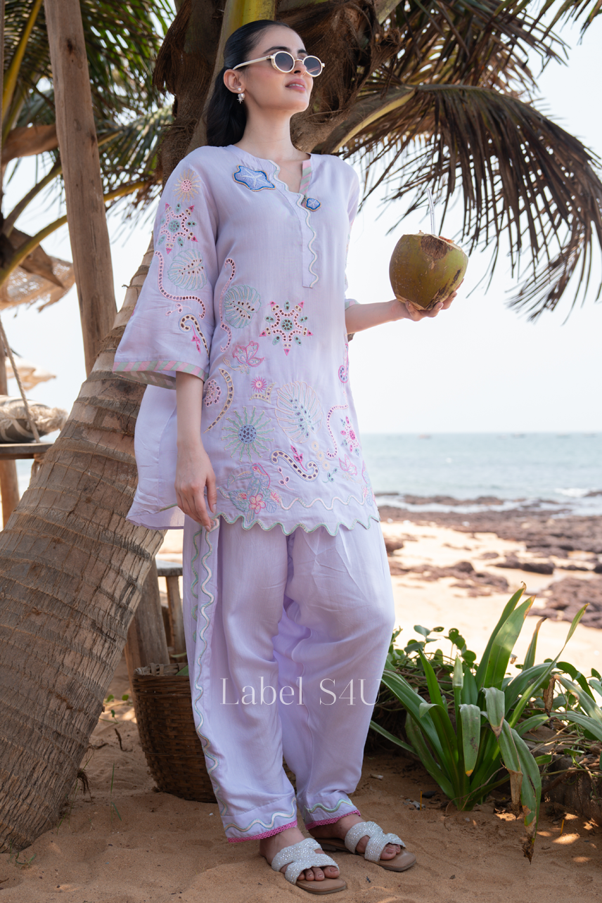 Starfish Cutwork Cotton Co-ord Set
