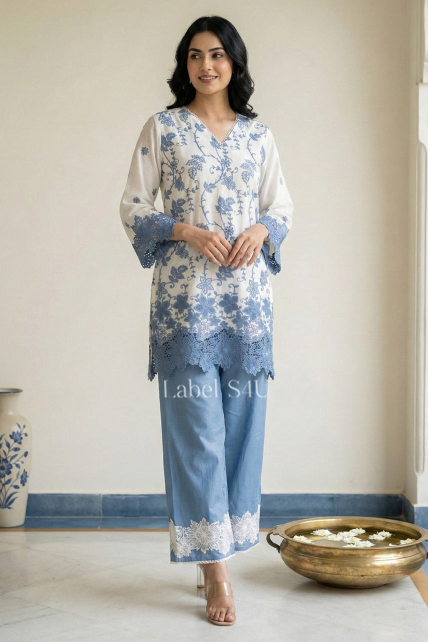 Blue Bloom Threadwork-Co-ord Set