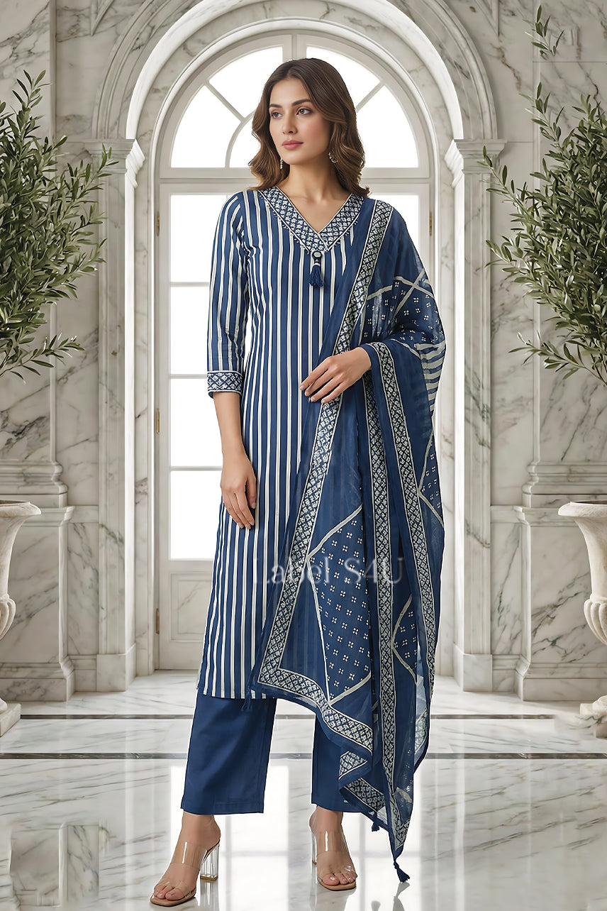 Stripes Cotton Suit Set
