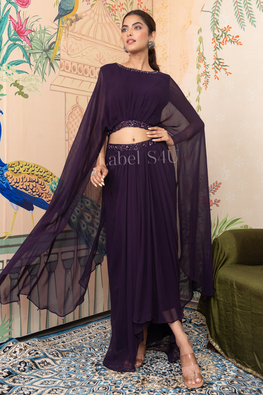 Purple Flourish-Skirt-Set