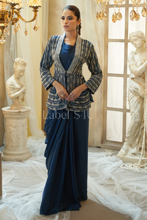 Twilight Elegance-Pre Draped Saree