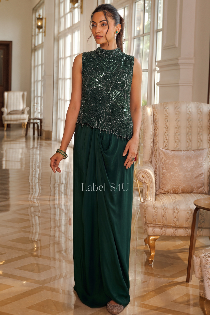 Emerald Ada-Drape Skirt Set
