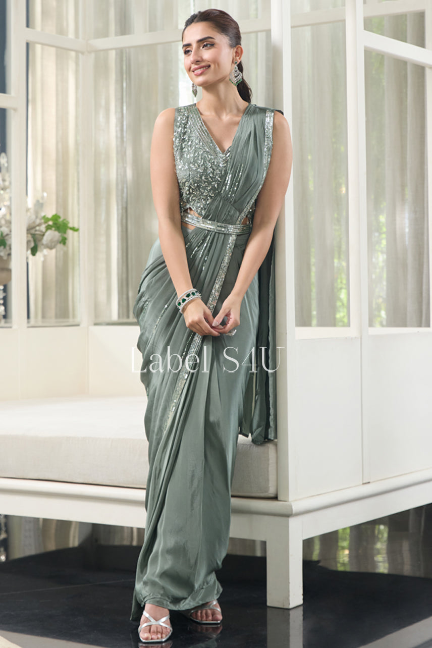 Sage Serenity-Pre Draped Saree