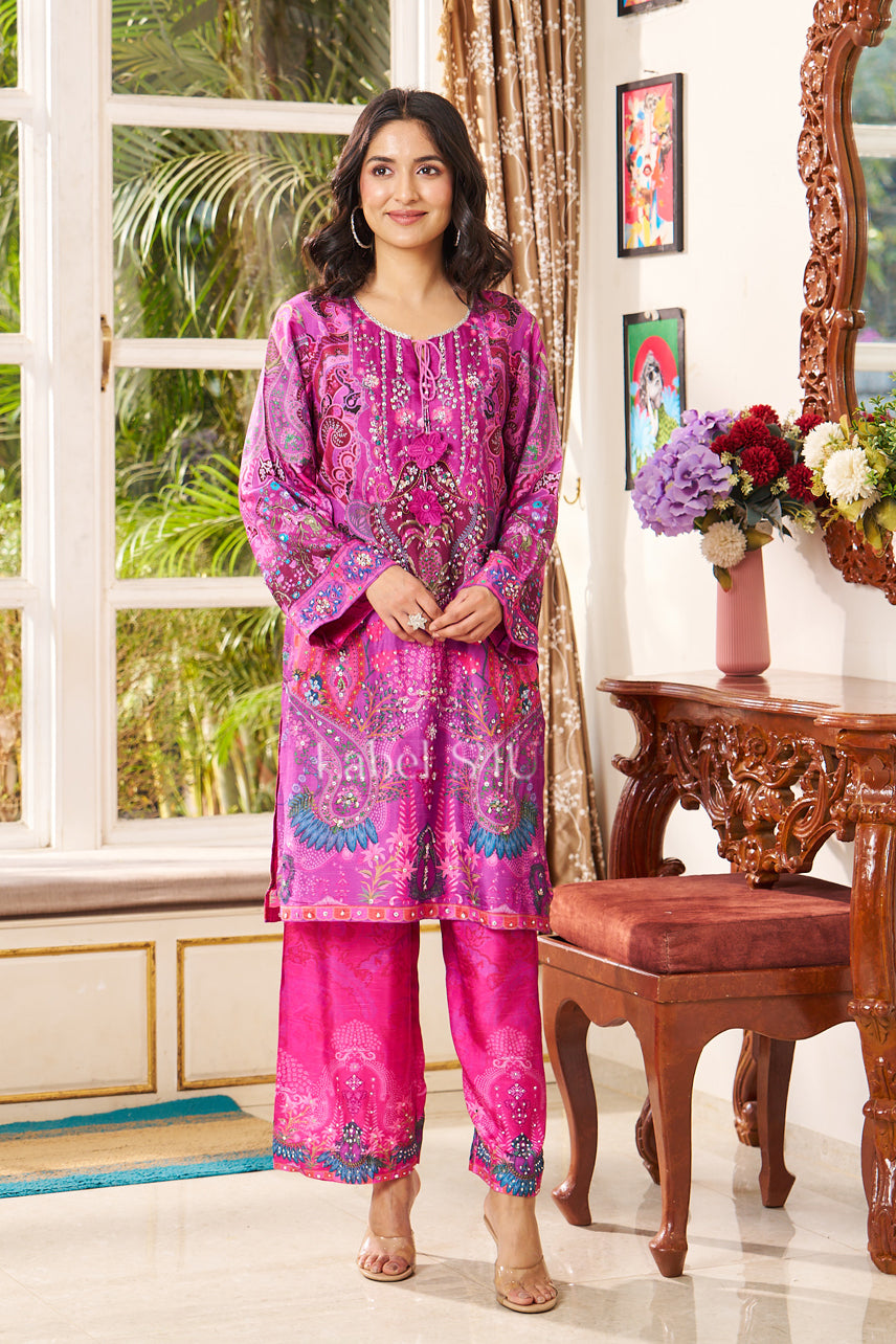 Playful Purple Printed-Co-ord Set