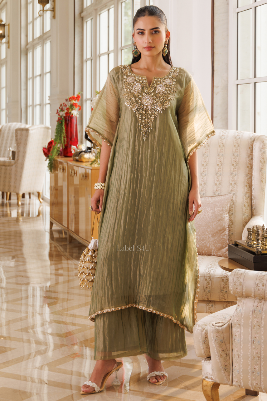 Olive Opulence Handwork Kaftan Set