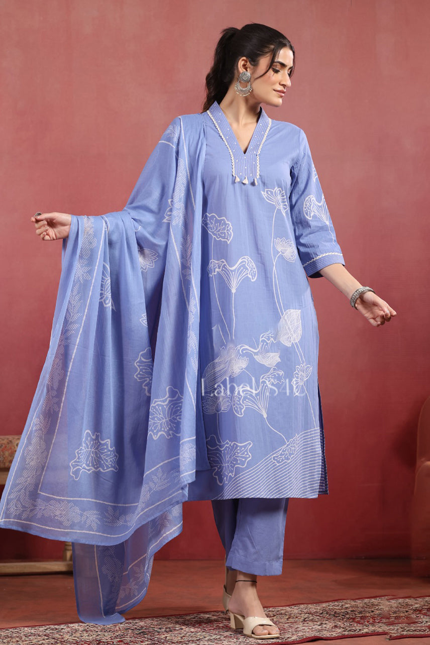 Blue Breeze Printed-Suit Set