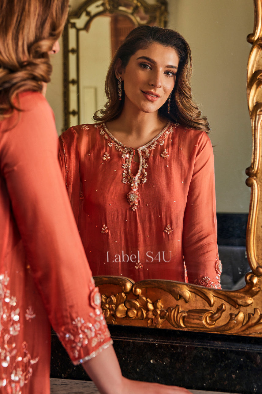 Ziva Rust Handwork-Palazzo Set