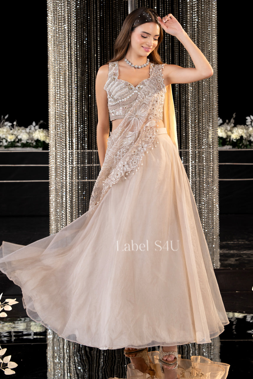 Beige Grace-Partywear Lehenga