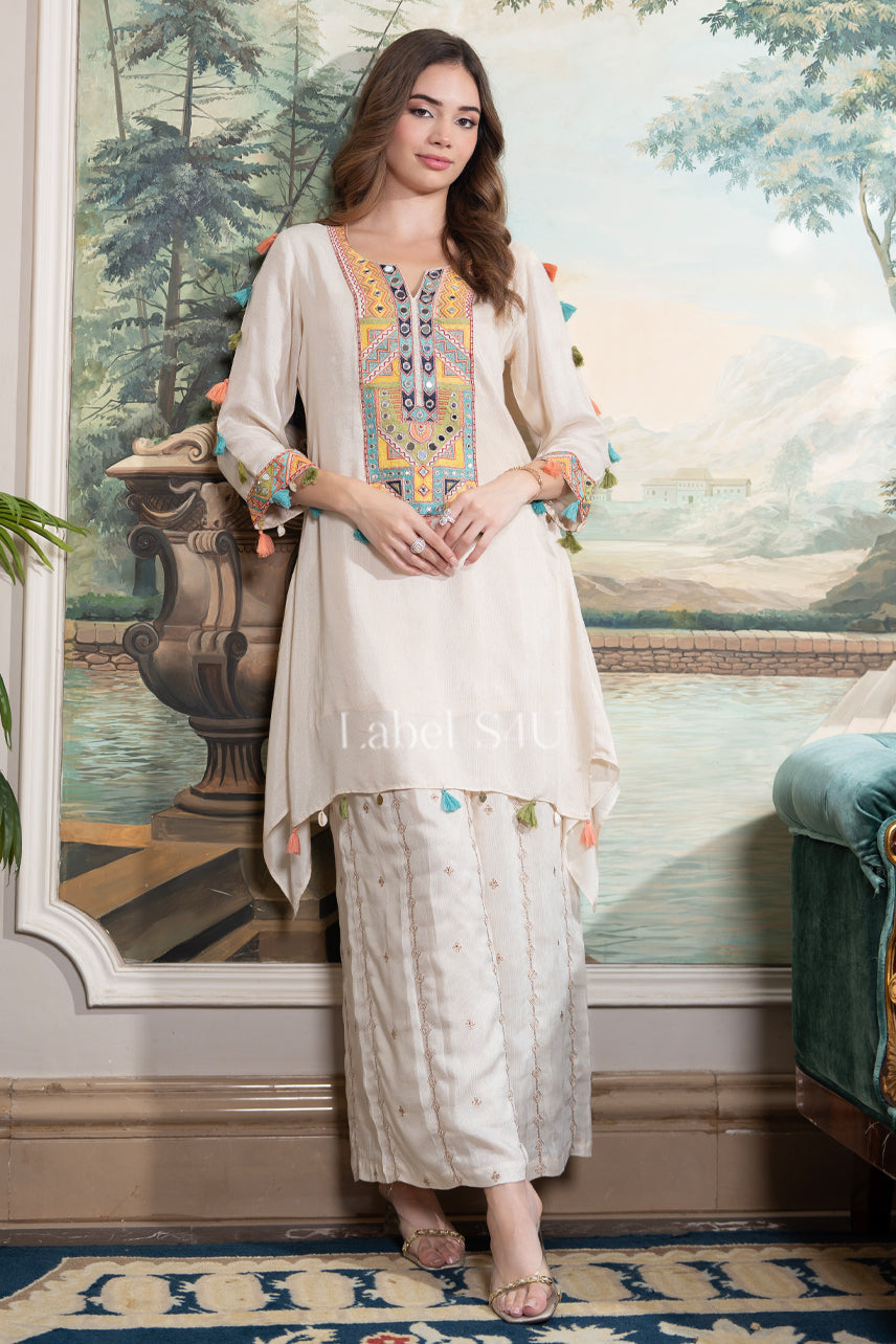 Vibrant Tassel Embroidered Co-Ord Set