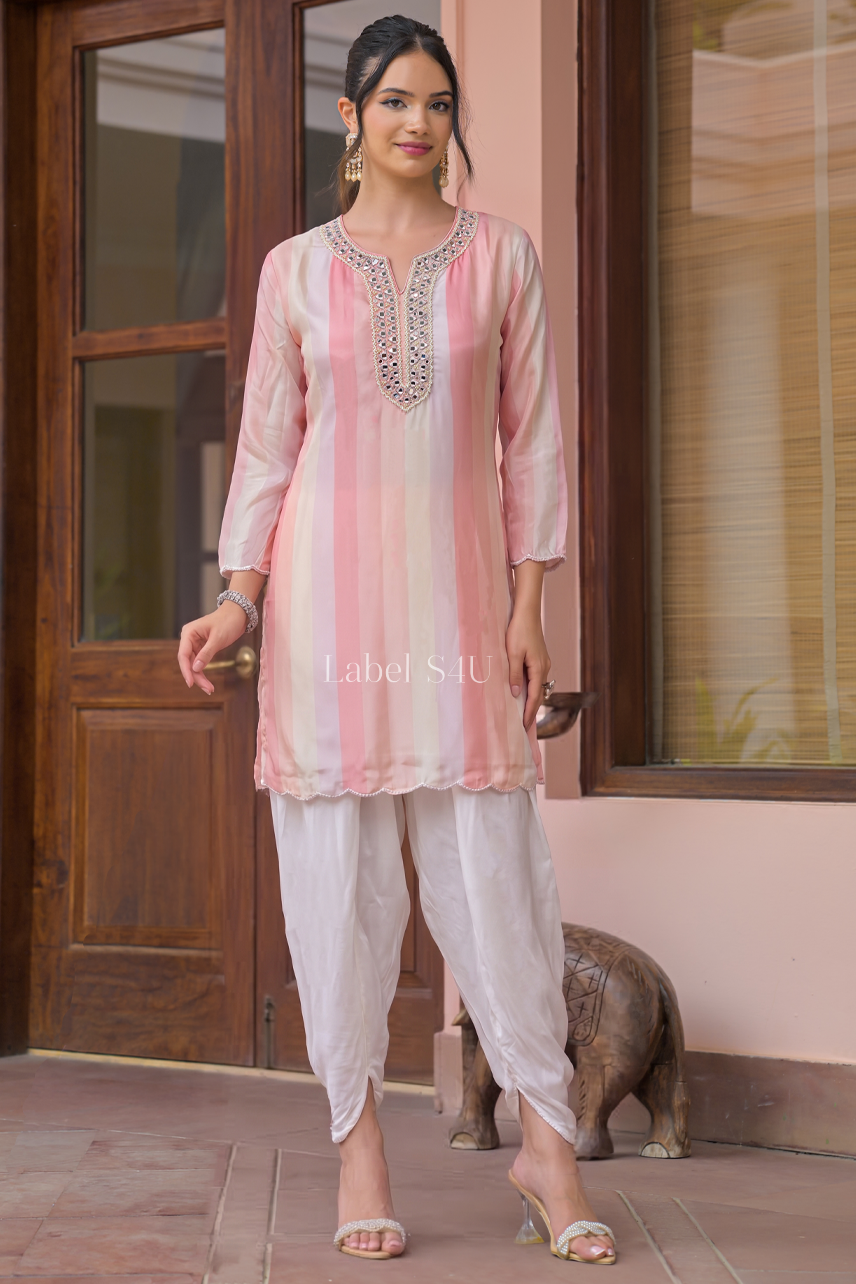 Rose Stripe Embellished Co-ord Set
