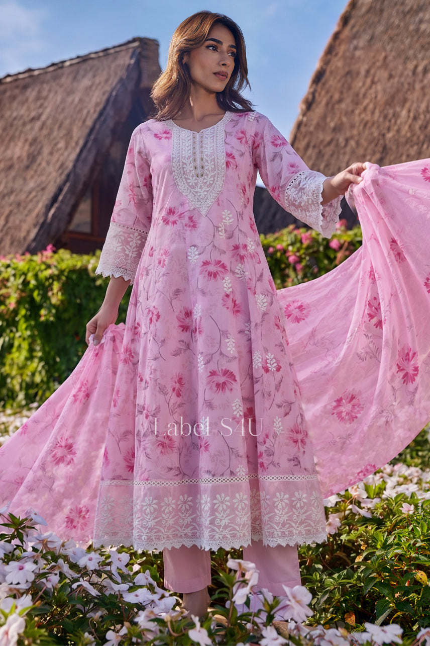 Pastel Printed-Anarkali Set