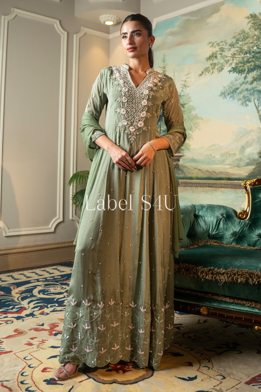 Mossy Elegance-Anarkali