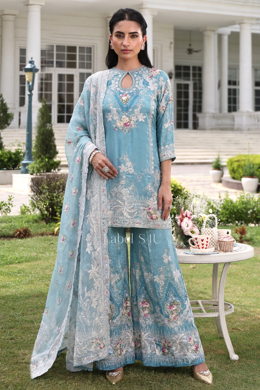 Blue Inaaya-Sharara Set