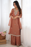 Elite Peach Tissue Palazzo Set