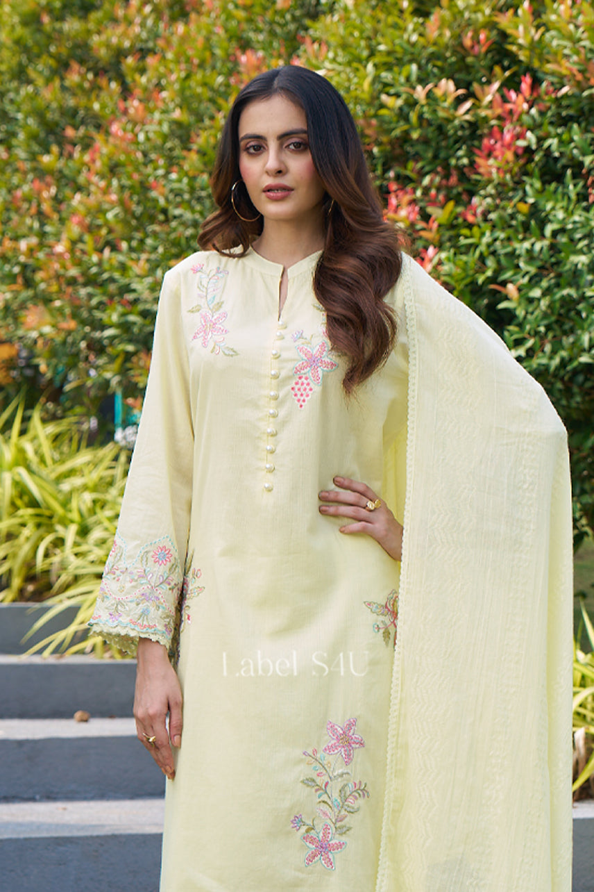 Butter Yellow Embroidered-Suit Set – Label S4U