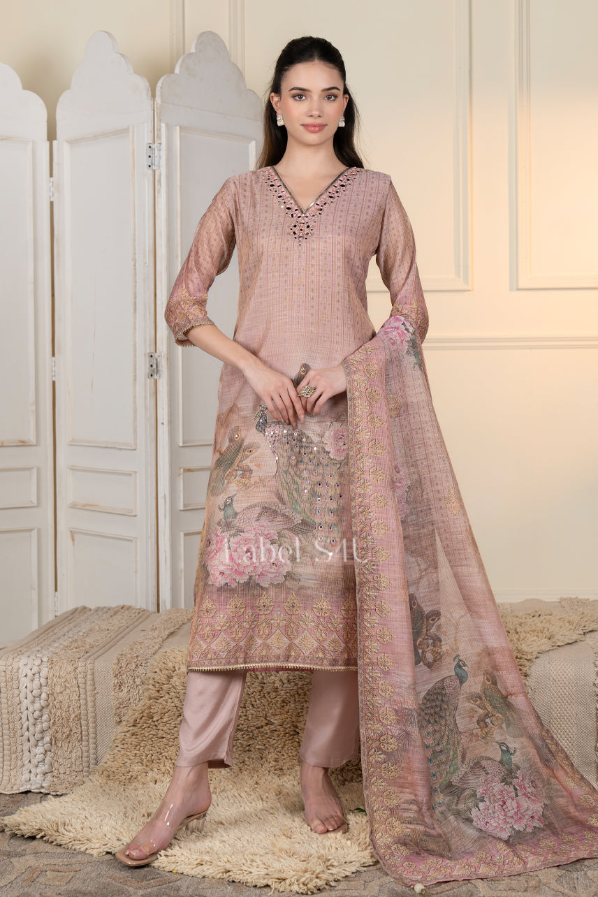 Royale Rose-Gold Printed-Suit Set