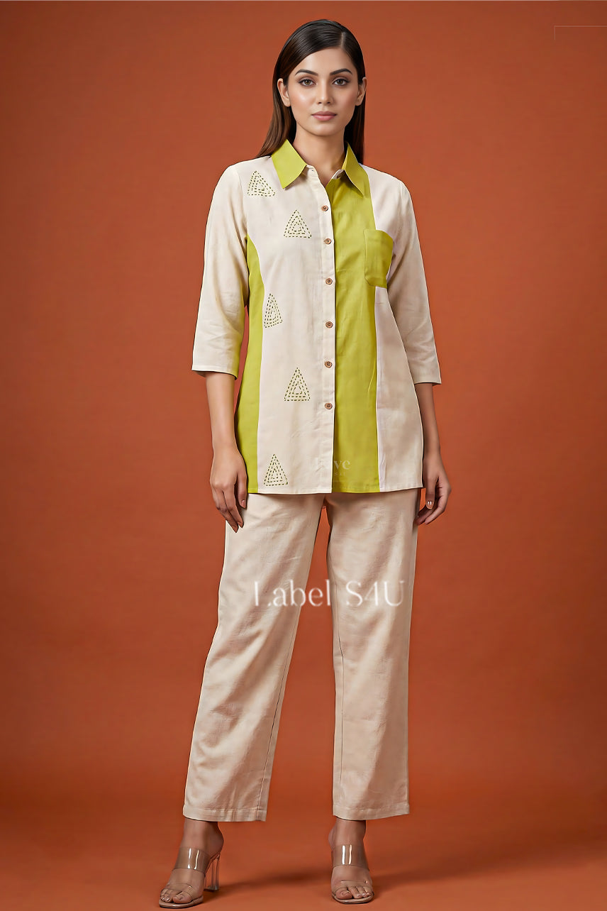 Contrast Cotton-Co-ord Set