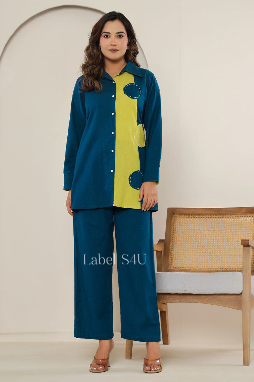 Colorblock Cotton-Co-ord Set