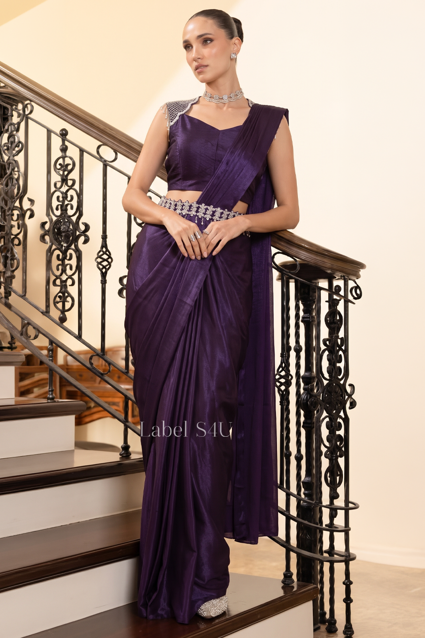 Plum Perfect-Pre-Drape Saree