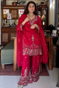 Rich in Red Handwork Palazzo Set