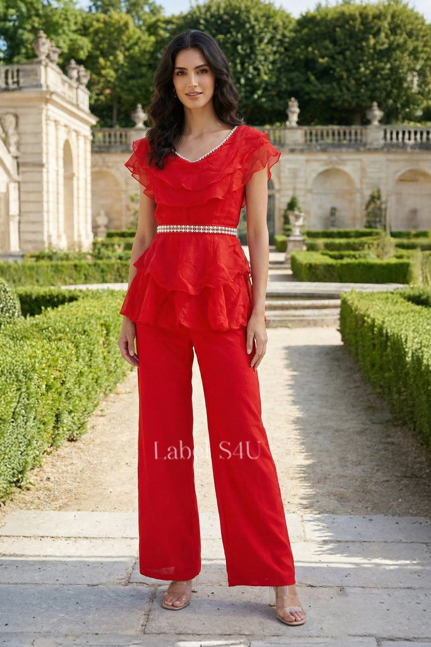 Red Ruffles Co-ord Set