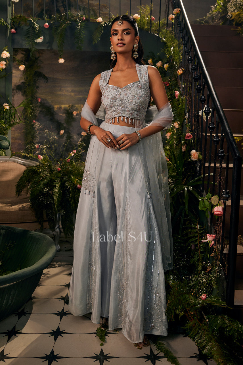 Aarzoo Blue Handwork-Indo-Western Set