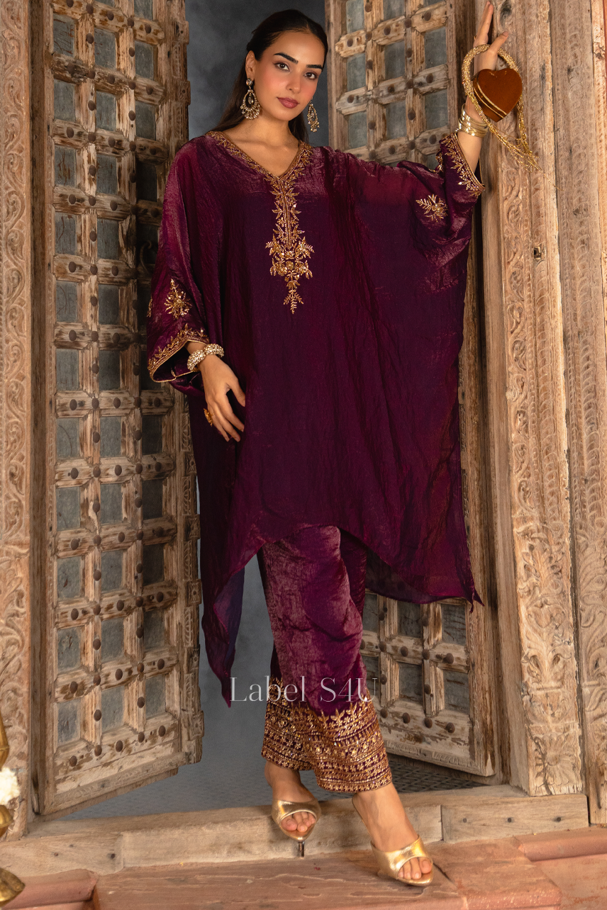 Plum Goldsprig Kaftan Set