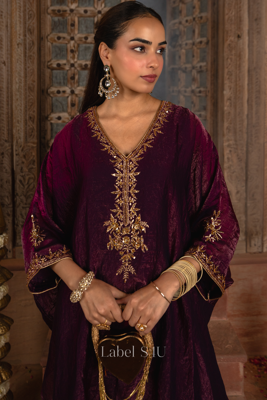 Plum Goldsprig Kaftan Set