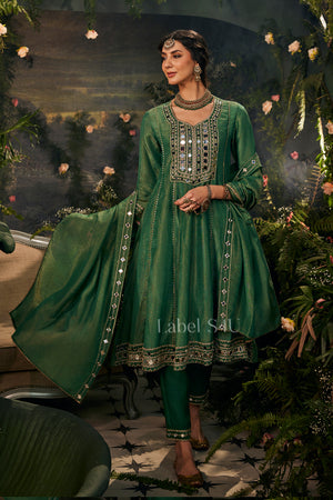 Mirrorwork Green -Anarkali set