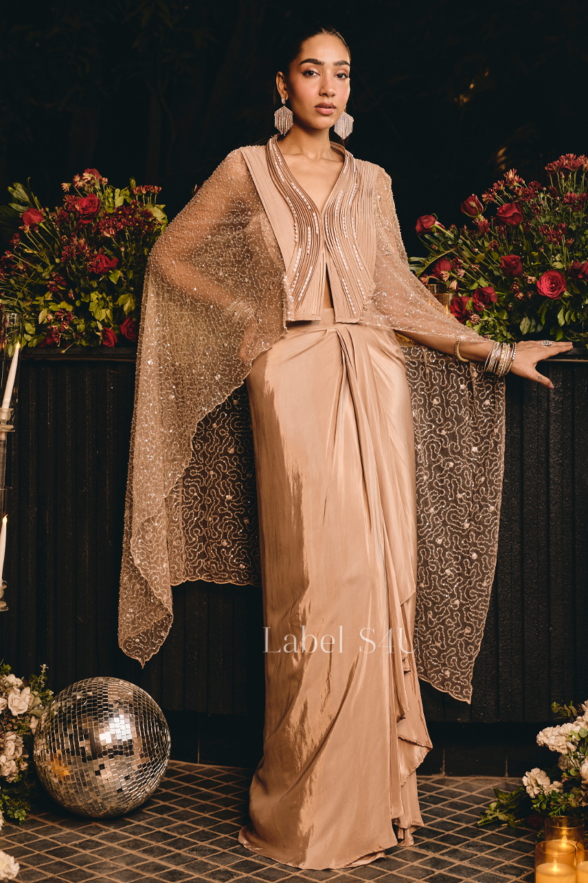 Draped in Glam Embellished Skirt Set
