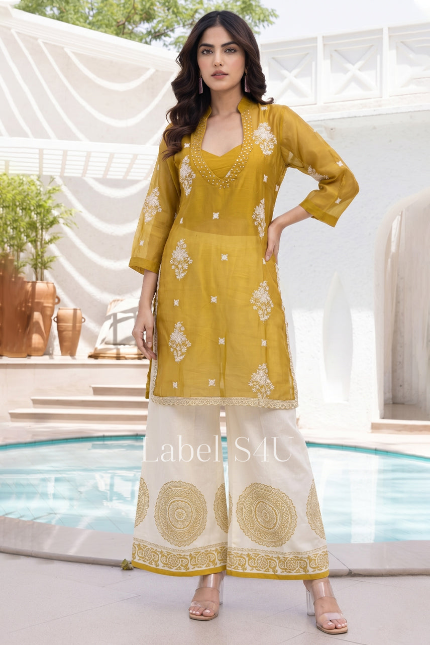 Mustard Glow Chinon Co-ord Set