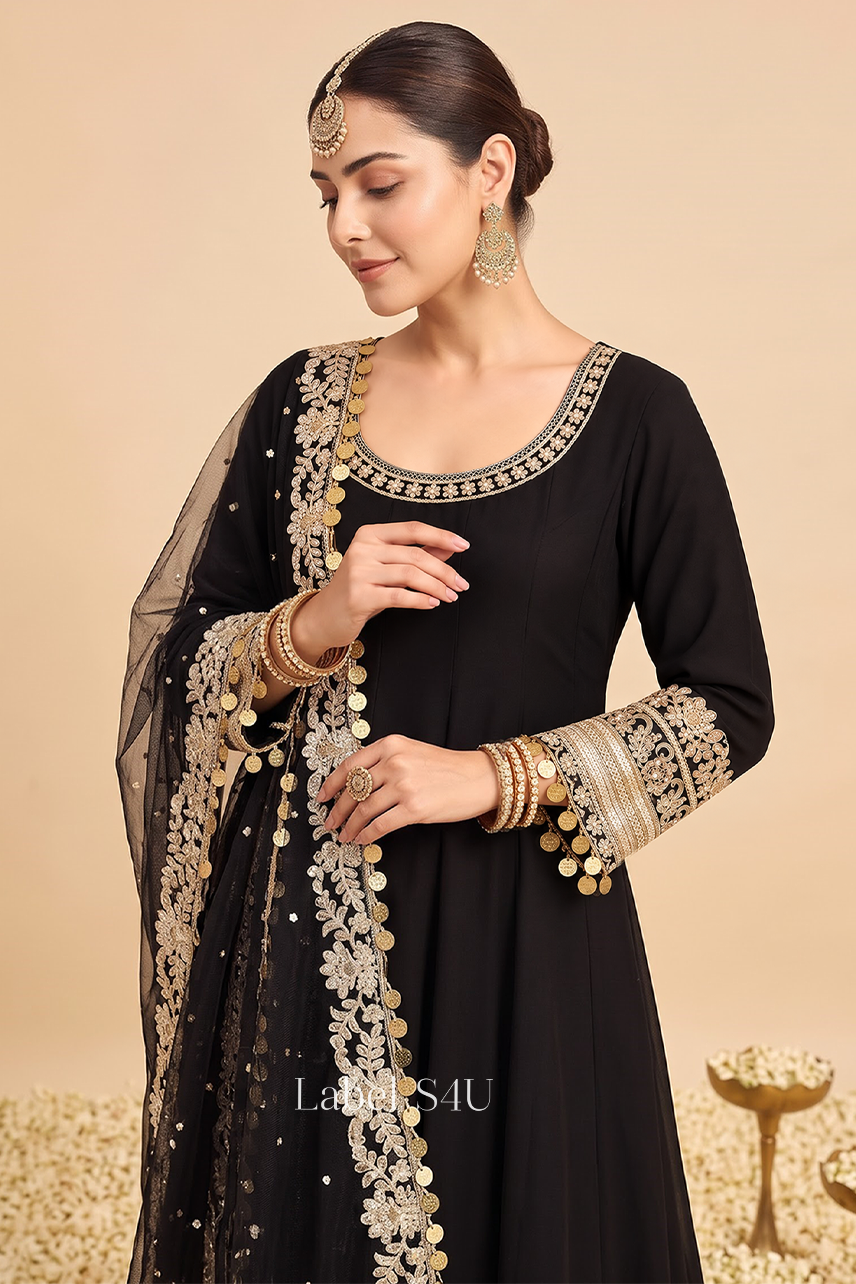 Royal Black Goldwork Anarkali
