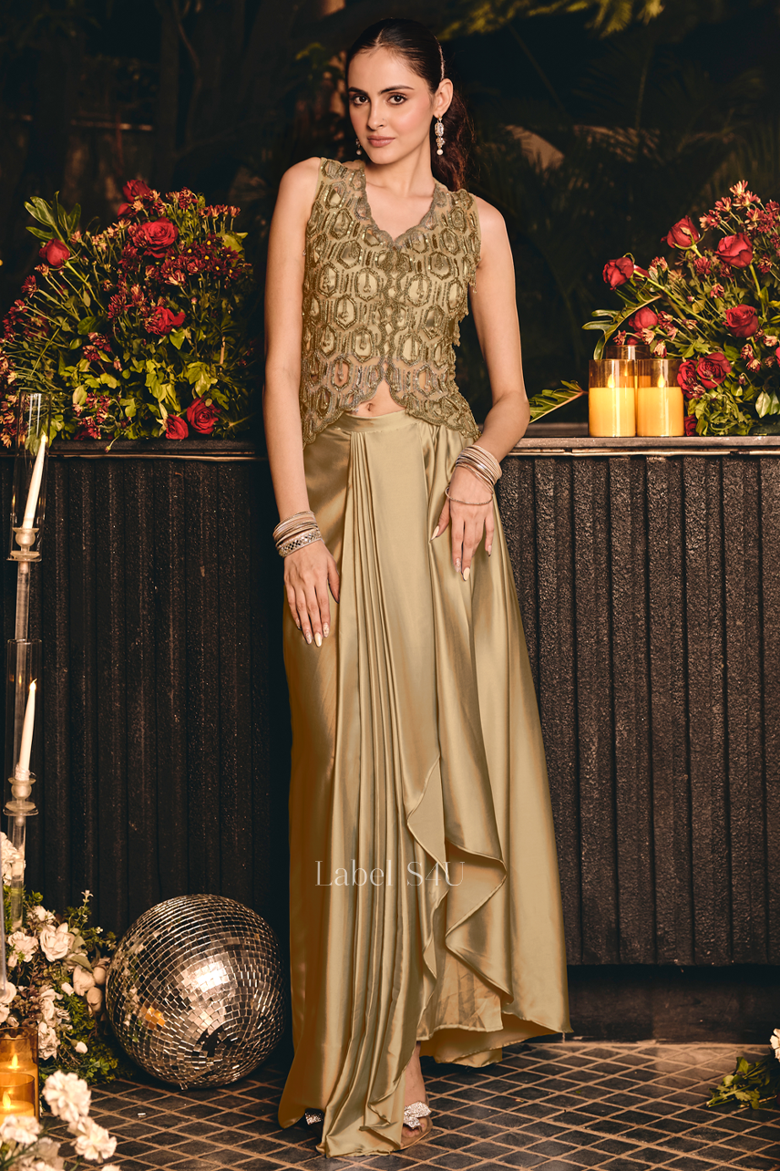 Couture Silk Drape Skirt Set