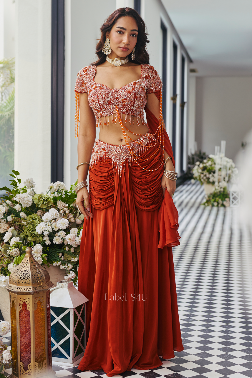 Beaded Chain Drape Skirt Set