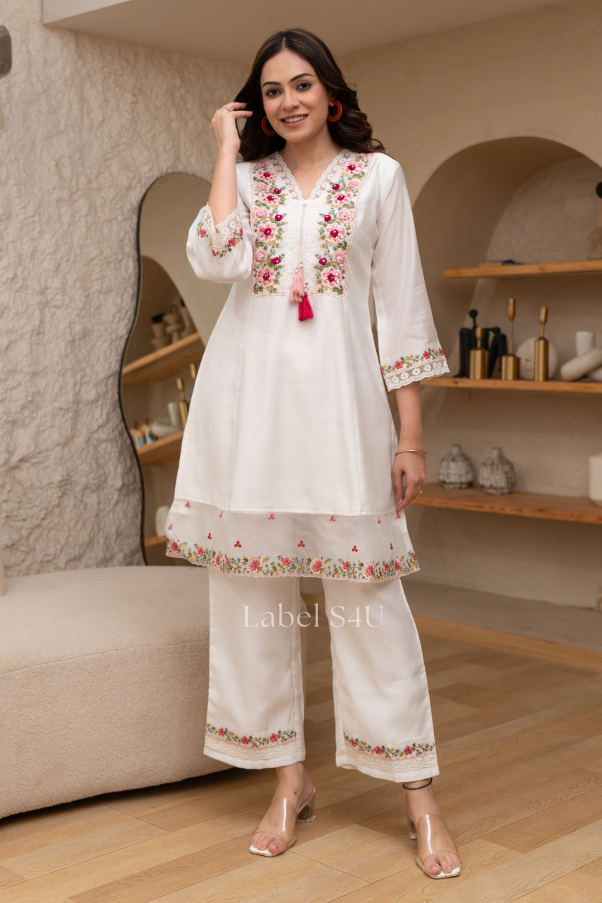 Rosette Charm Embroidered Co-ord Set