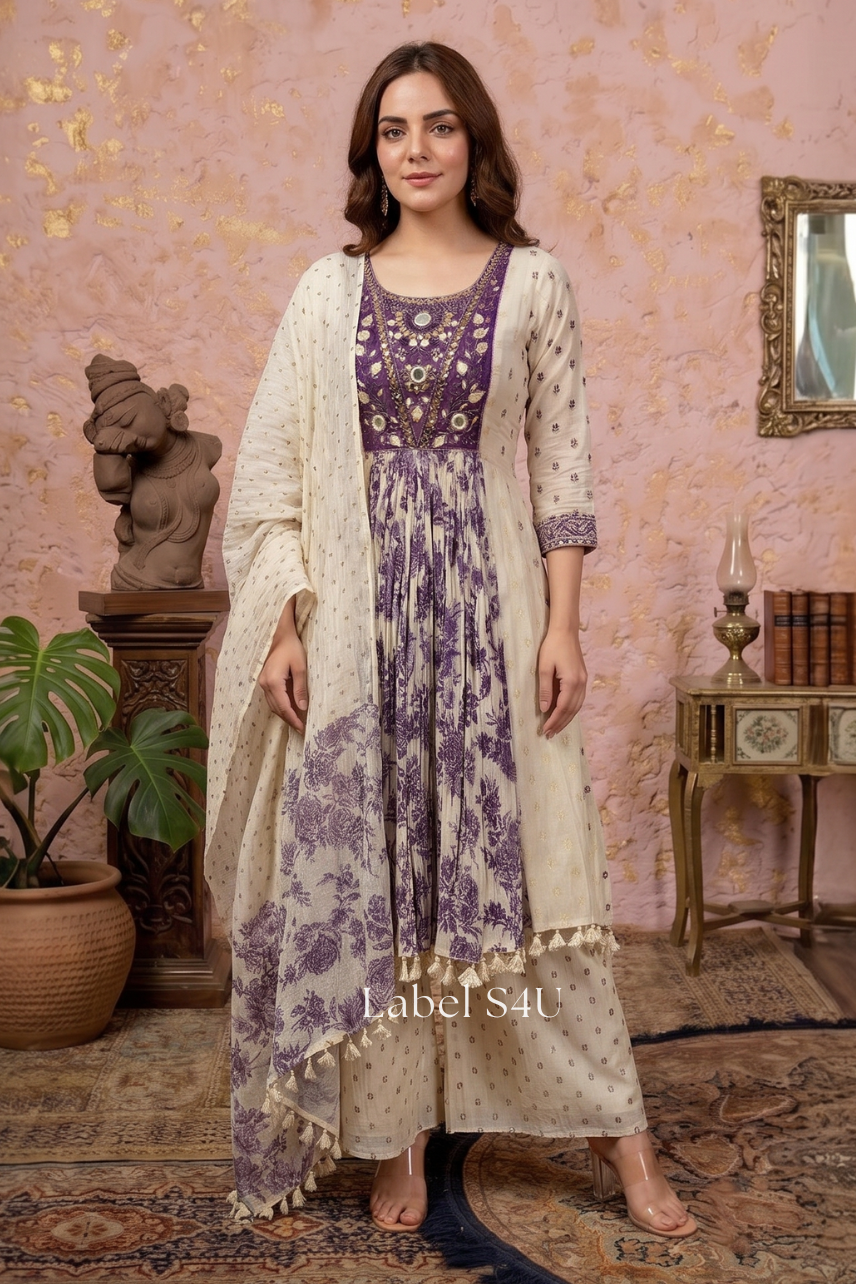 Orchid Glow Mirrorwork Palazzo Set