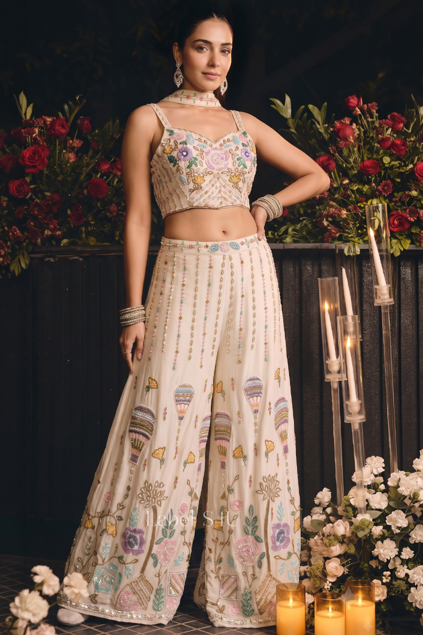 Pastel Parade Handwork Palazzo Set